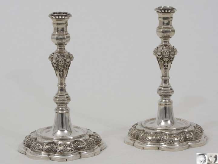 A Pair of German Régence Silver Candlesticks